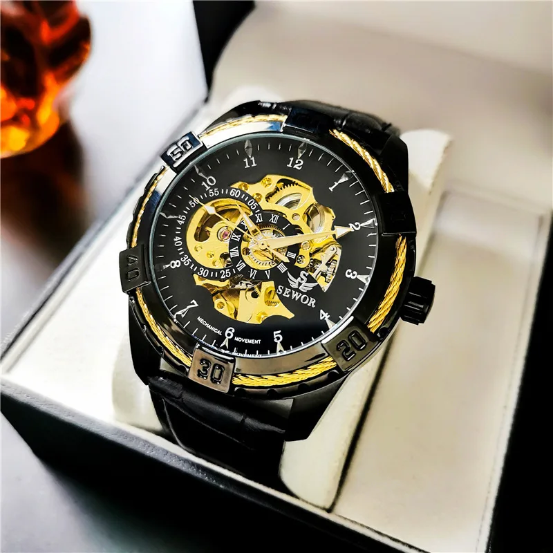 SEWOR Full-automatic Mechanical Watch Men's Hollow Personality Large Dial Waterproof Luminous Sports