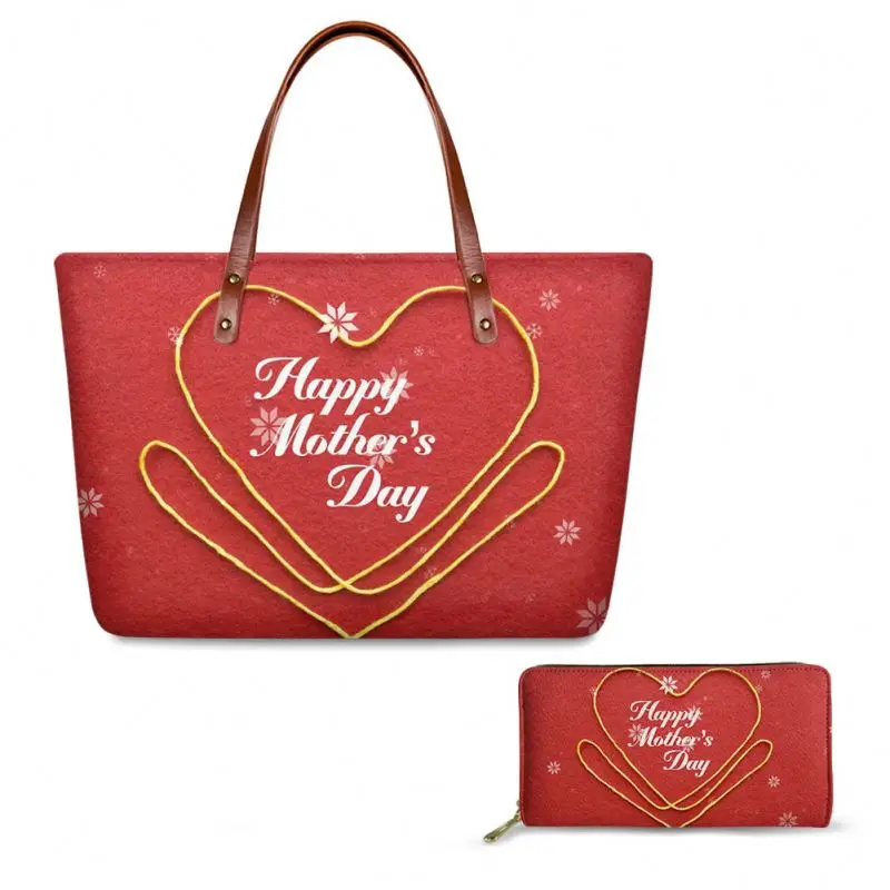 

Love U Red 3D Love Printing Design Mother's Day Gifts Exclusive Handbags New Stylish Luxury Handbag Sets Vintage Handbags For
