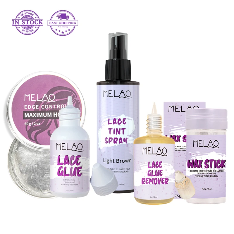 

Wholesale Private label front strong hair glue remover lace wig adhesive glue and lace tint spray set, Purple