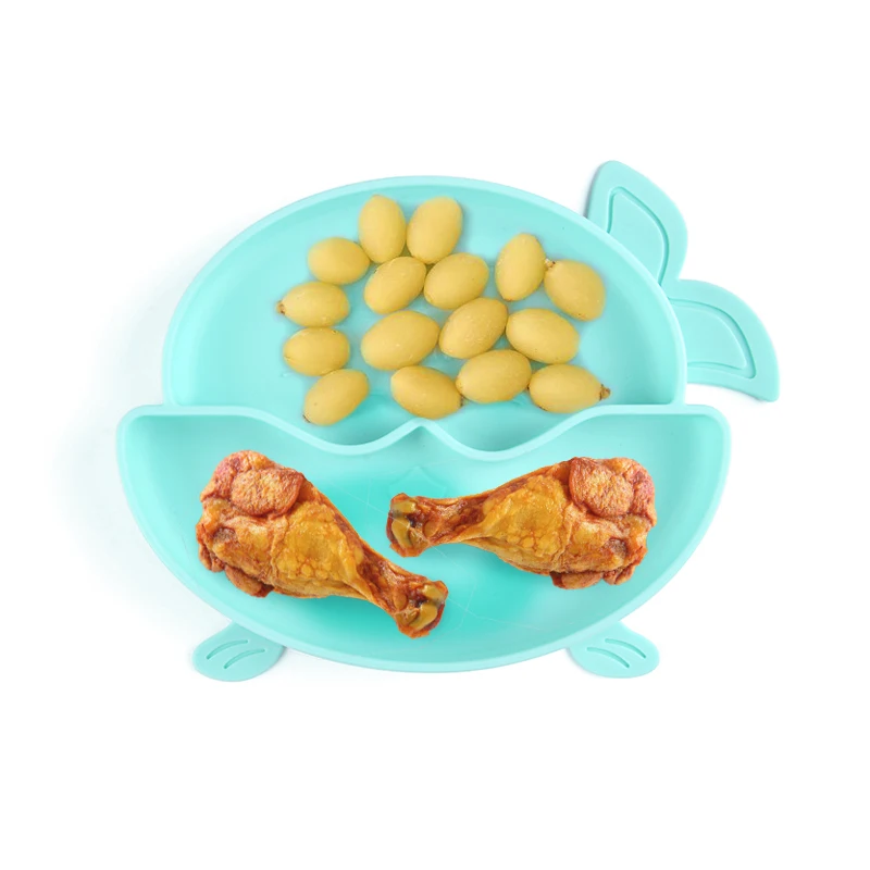 

Amazon Hot Sale Kid Non-slip Feeding Rubber Dinner Plates Small Silicone Baby Food Plate