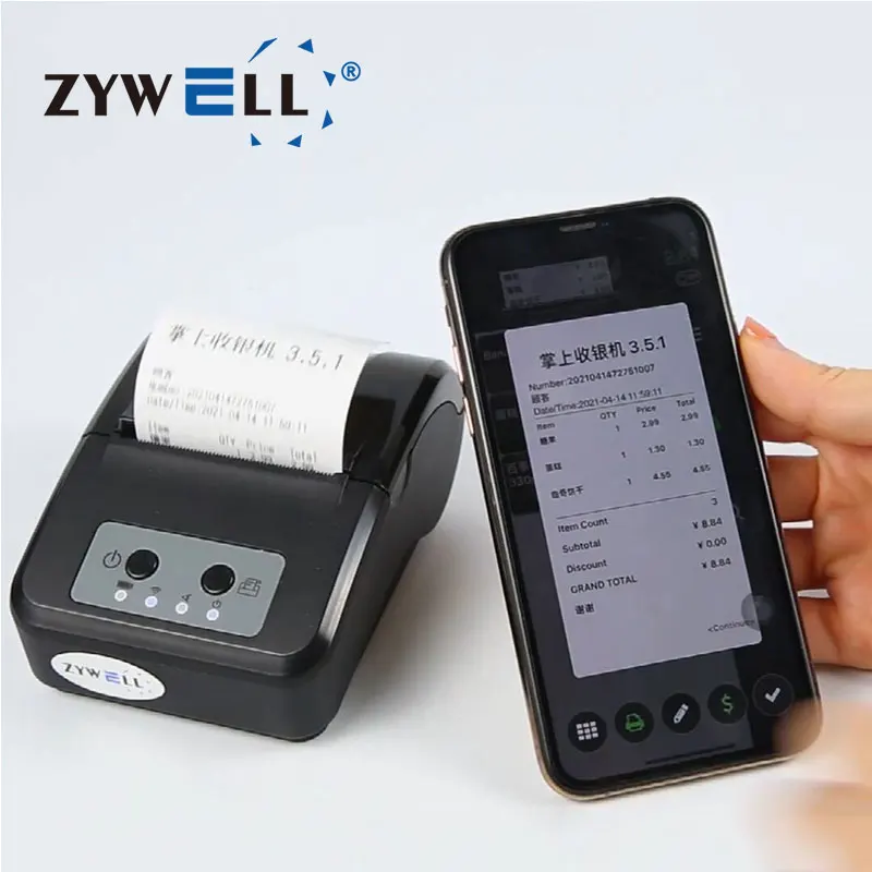 

Zywell 58mm thermal mini printer bluetooth wifi handheld POS machine receipt ticket pocket printer
