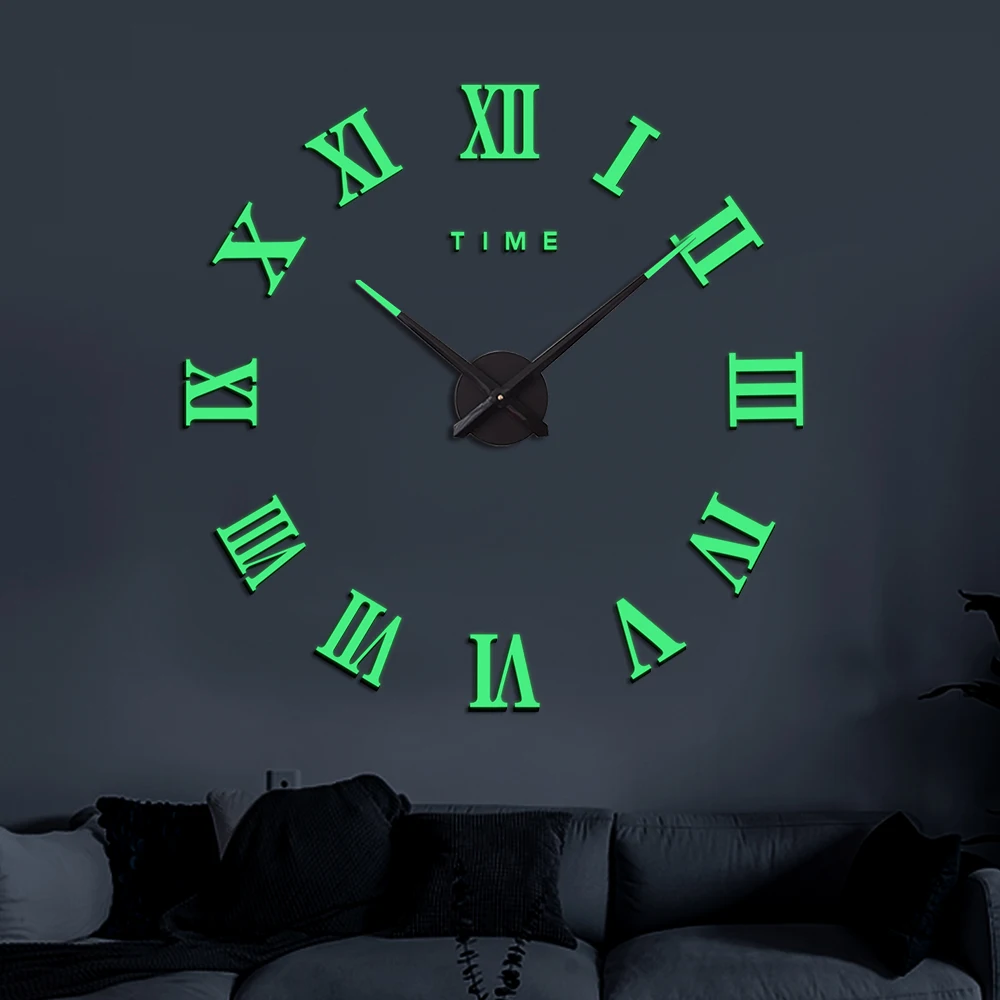 

New Creative Home Decor diy Roman Numeral Clock 3D Luminous Roman Wall Clock