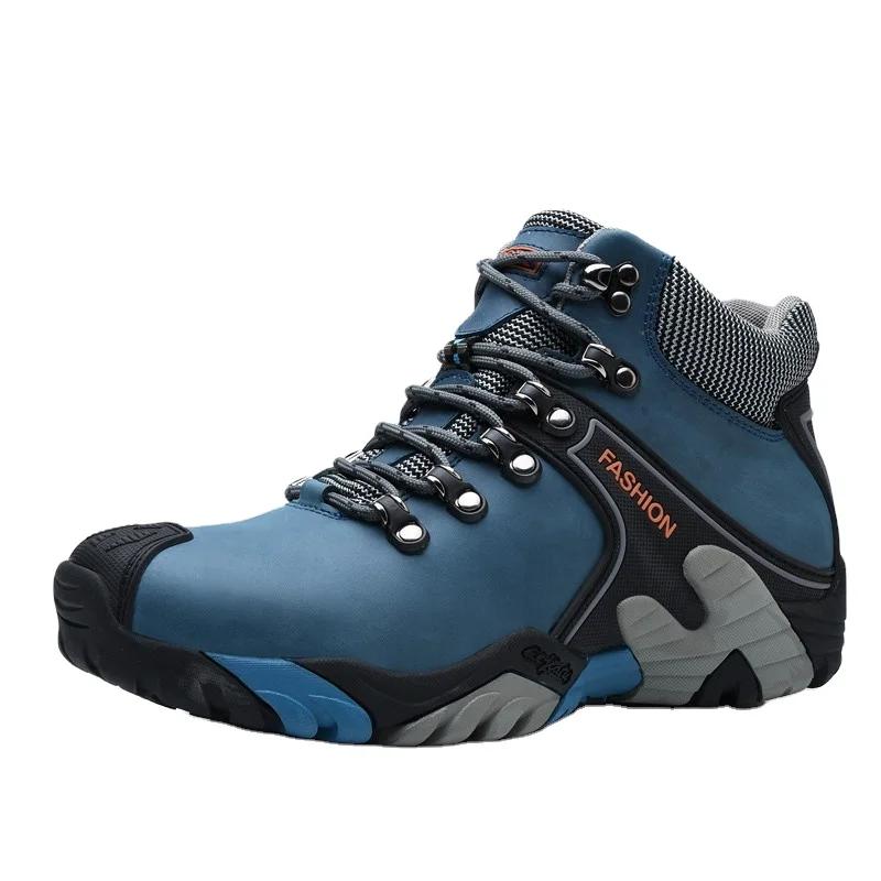 

Hiking Shoes Men Outdoor Boots Waterproof Winter High Top Mountain Climbing Sneakers Hunting Boots for Men Trainers, Black,blue