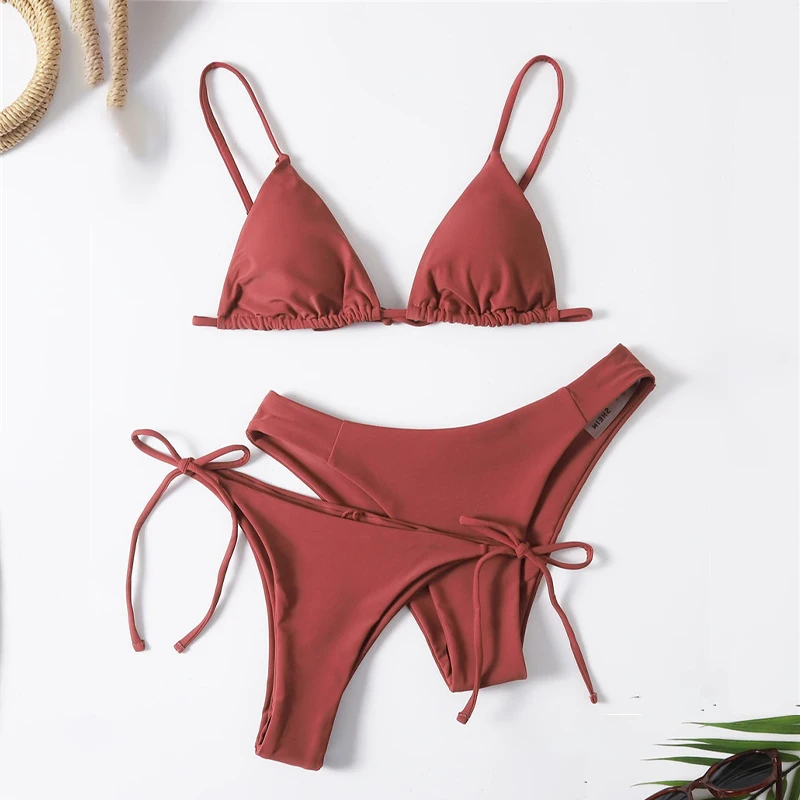 

Women Bikini Set Swimwear Push-up Solid Bra Swimsuit Beachwear Bikini Thong Two Piece Brazilian Bathing Suit, Customized color