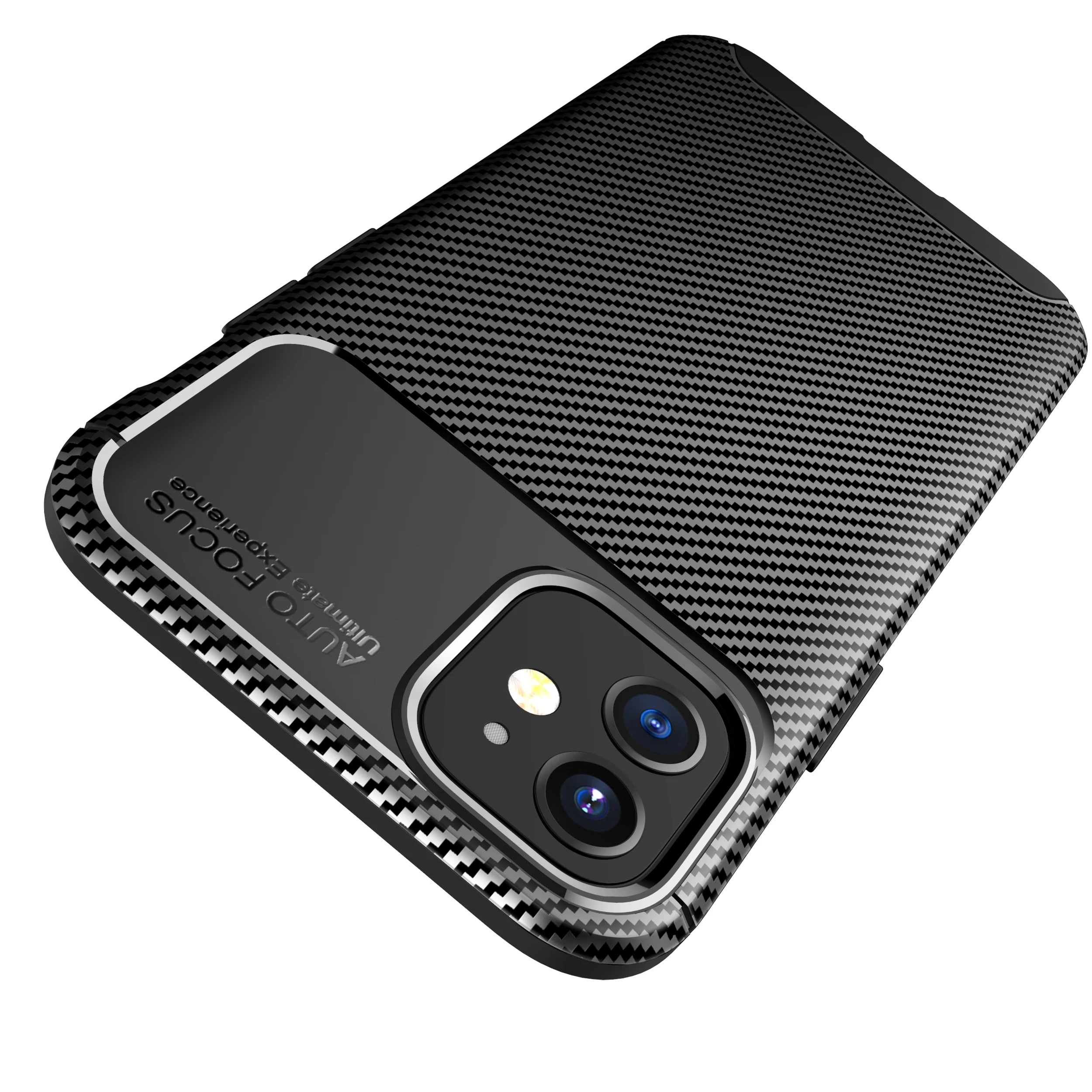 

Auto Focus Carbon Fiber TPU Case Covers for iPhone 12 Mini for iPhone 12 Soft Back Cases, Black,blue,brown