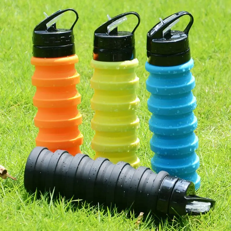 

Hot Sale Foldable Silicone Water Bottle for Children, Deep blue,black,sky blue,orange and green