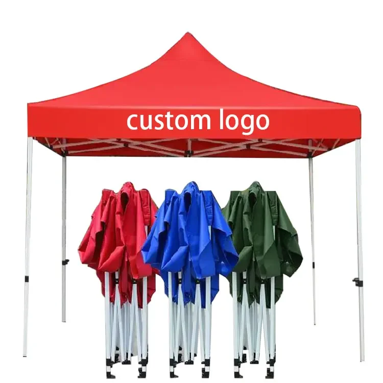 Heavy Duty 10x10 Steel Frame Outdoor Tent with Fabric Sides Printed Logo Oxford Cover for Trade Shows Foldable Awning Style