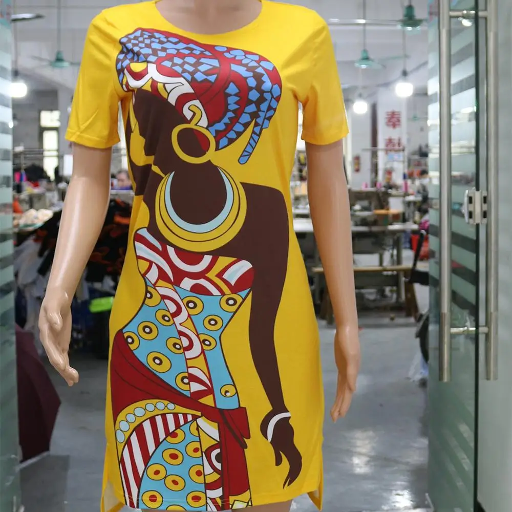 

Fall Clothing For Women In Europe And America Amazon African Girl Print Casual Dress, 5 colors