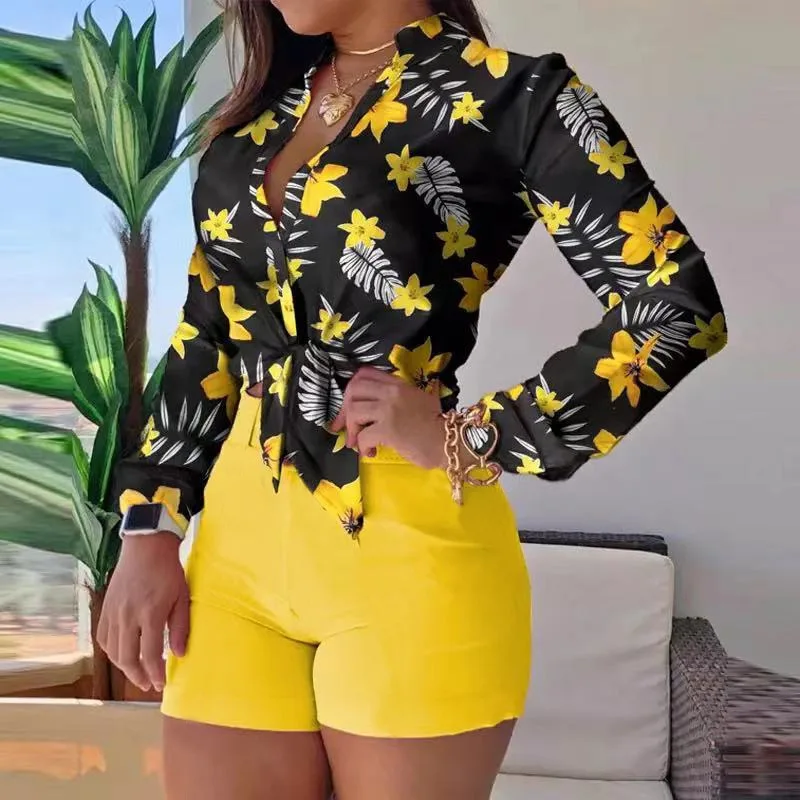 

Maining Women Elegant Floral Print Turn-down Collar Long Sleeve Tie Front Causal Top Shirt Blouse, 6 colors
