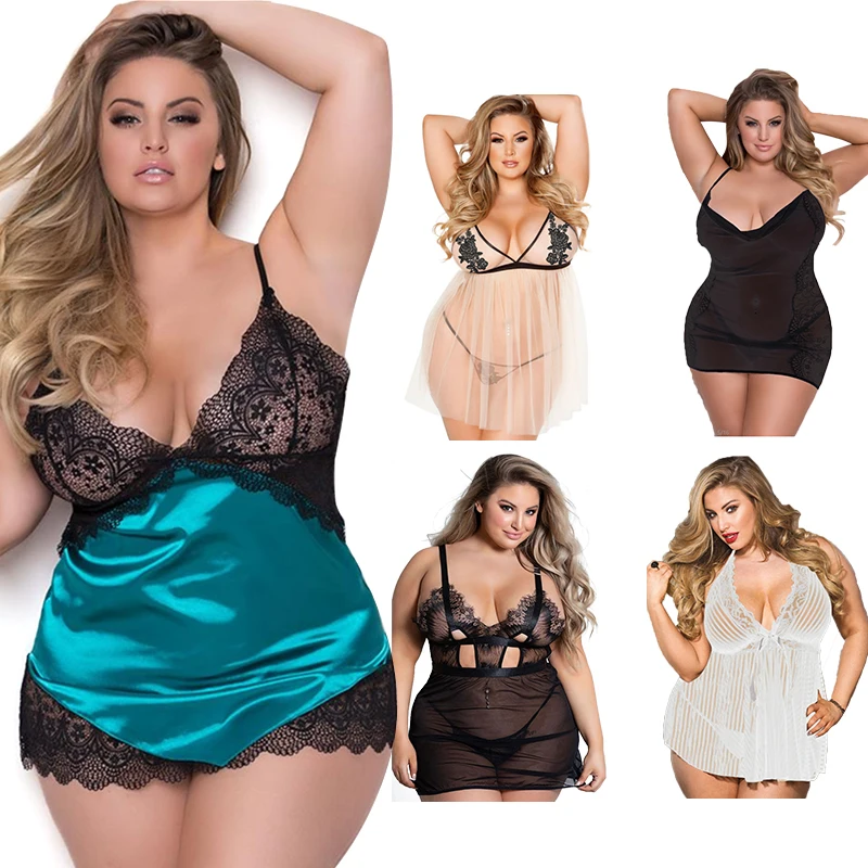 

Wholesale Vendors Luxury Two Piece Plus Size Hot Transparent Mesh Lace Sexy Teddy Floral Dress Sleepwear Lingerie Set For Women, Black,red,white,blue,mint