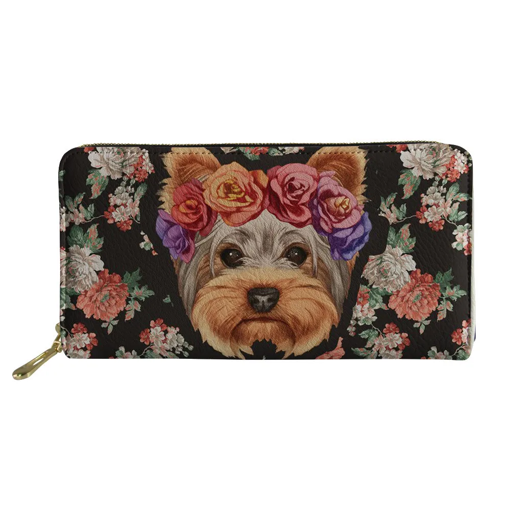 

Wholesale Women Wallet cute dog Color Butterfly Print Clutch Luxury Leather Long Wallet Ladies Purse Credit Card Holder Coin