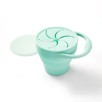 

New Amazon Hot silicon collapsible baby snack container foldable toddler silicone baby cup with lid