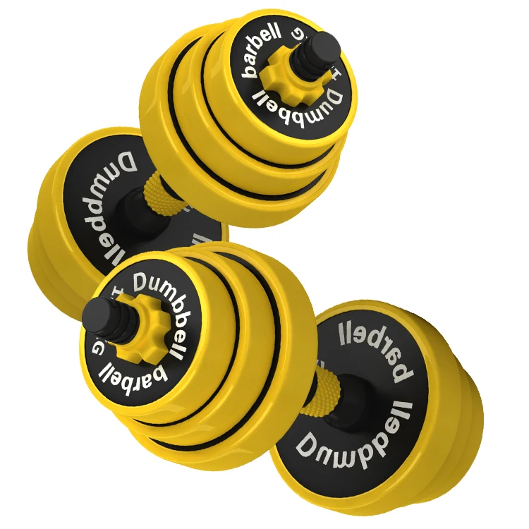 

Adjustable Barbell Dumbbells Tungsten Dumbbell Iron Steel Light Painted gym equipment dumbbells set for sale, Yellow
