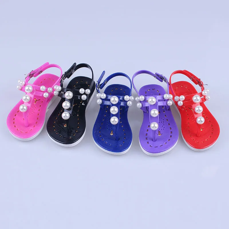 

Chinese children's pvc flat sandals flip flops girls sandals with pendants, Customized color