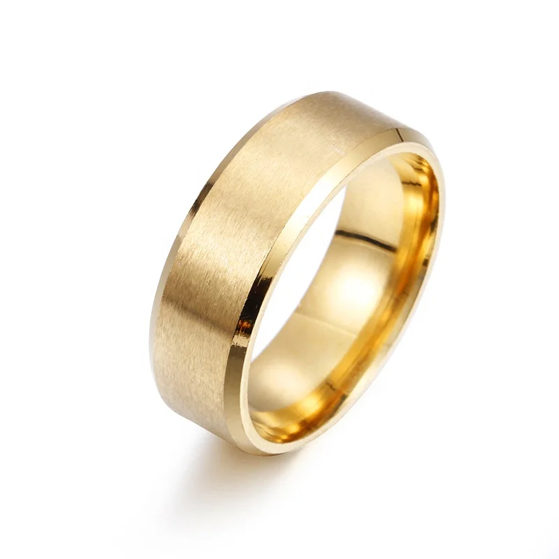 

Hot Selling Style Couple Rings Gold Black Silver 8mm Stainless Steel Engagement Rings for Men Women