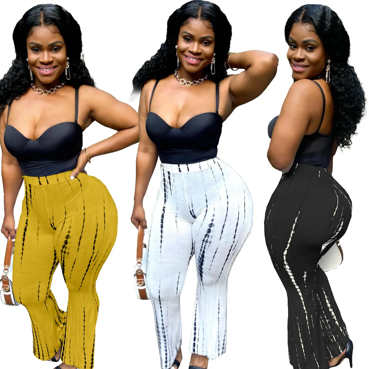 

Fashion Gradient Printing Casual Plus Size Pants Suits Wide-Leg Pants