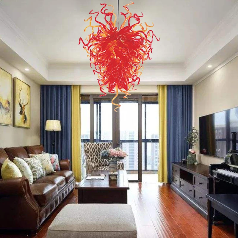 

Free Shipping nordic murano red chandelier multicolor 100% Blown Glass LED indoor lighting home moroccan lights chandeliers, Support customization