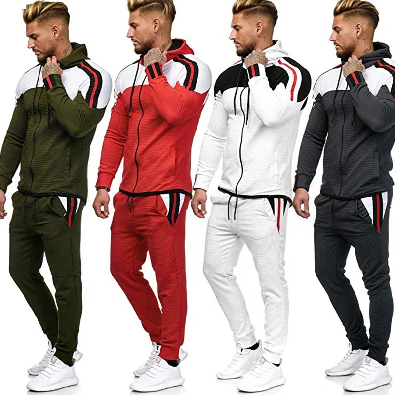 

Wholesale matching color blank track suits custom zipper long sleeve jogging men sweat suits