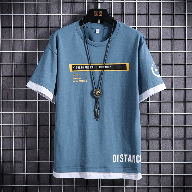 

2021 New Summer T Shirt Top Quality Men'S Woven T-Shirts Printing Casual Letter Print Short Sleeve T-Shirts Round Bottom