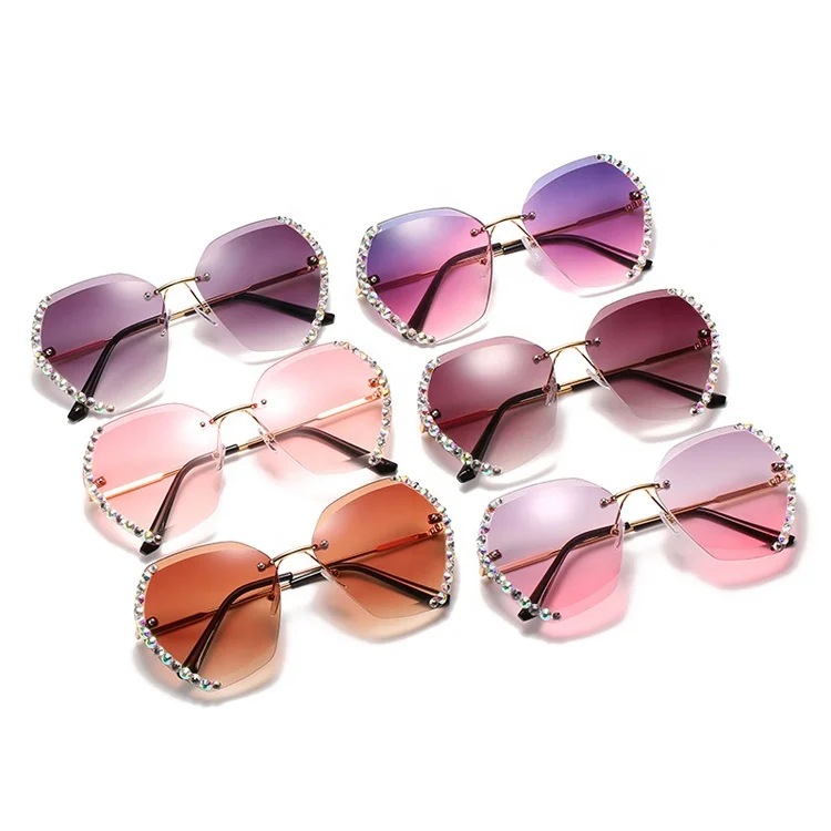 

DOISYER OEM Luxury fashion modern style premium diamond glasses women 2021 sunglasses rimless, C1,c2,c3,c4,c5,c6