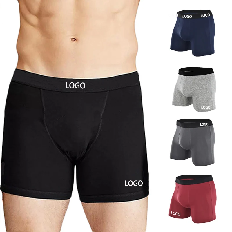 Custom Logo Cotton Men Underwear Plus Size  Breathable Boxer Briefs