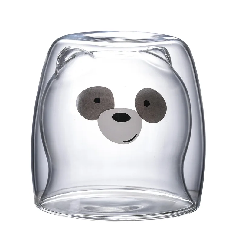 

Halloween Christmas Gift Panda Glass Cup Double Walled Glass Cup