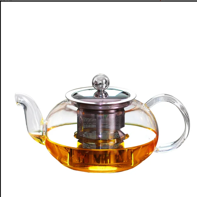 

High borosilicate glass water personalized tea pots with strainer, Transparent