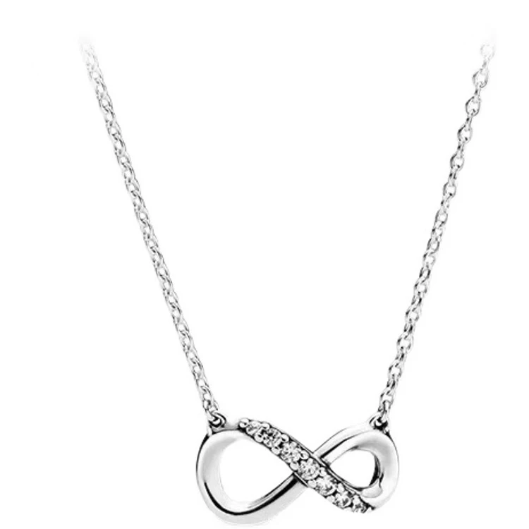 

Y176 Wholesale Colliers Silver Plated Simple CZ Inlay 8 Infinity Symbol Charm Necklace For Women Fashion Jewelry Necklaces