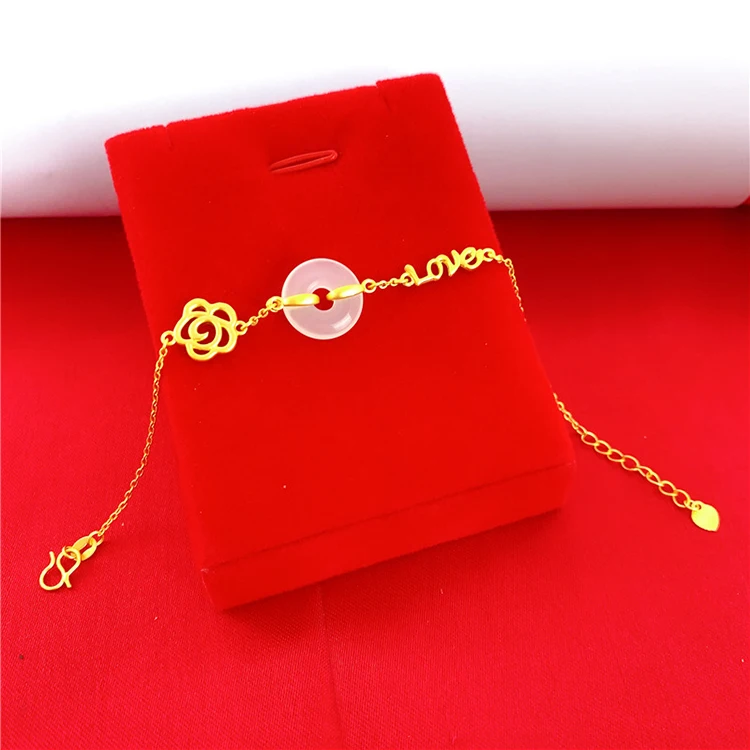 

Wholesale Korean Version Of Gold Plated Safe Clasp Bracelet Simple JewelryGold Inlaid Gemstone Bracelet Women Wholesale