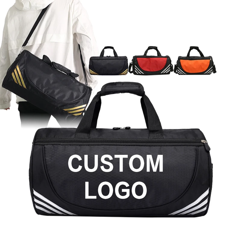

V343 Customized logo lightweight nylon waterproof gym duffle training bag sport travel luggage bags with shoe compartment