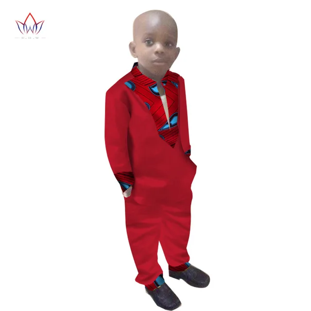 Wholesale Boys Clothes African Dashiki Kids Clothing Longoing Sleeves Plus wax print cotton Color Long Pant for Children WYT108