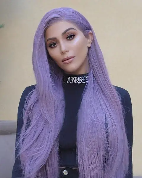 

Wholesale Factory 13x4 Purple Color Long Straight Synthetic Lace Front Wig for Black Women