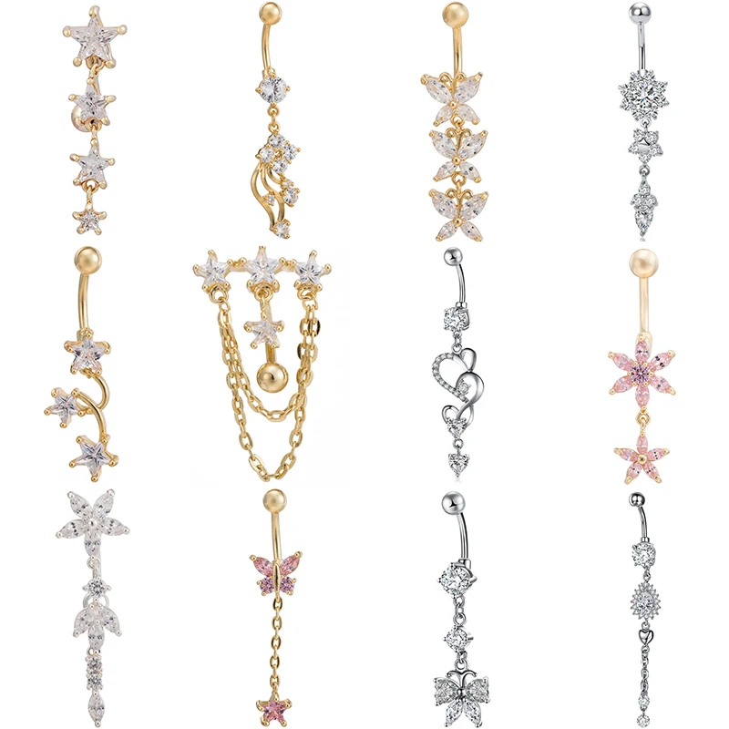 

Elegant Tassel Petal Pendant Body Jewelry Piercing for Lady Gift Women Sexy Surgical Steel Belly Button Piercing