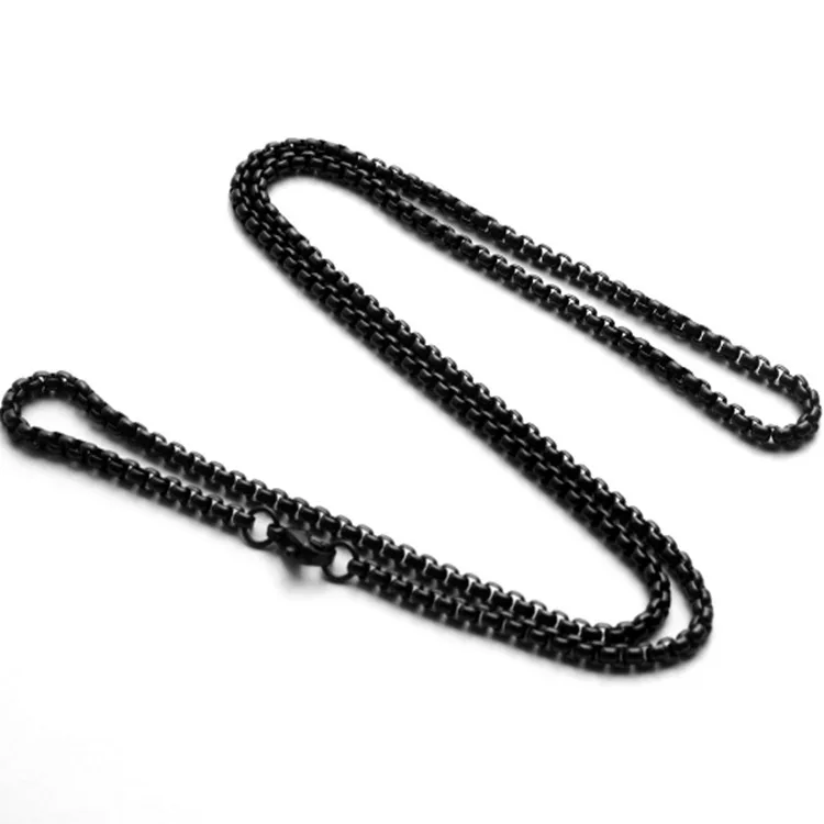 

2019 New Design 316L Stainless Steel Women Chain Black Box Chain Necklace