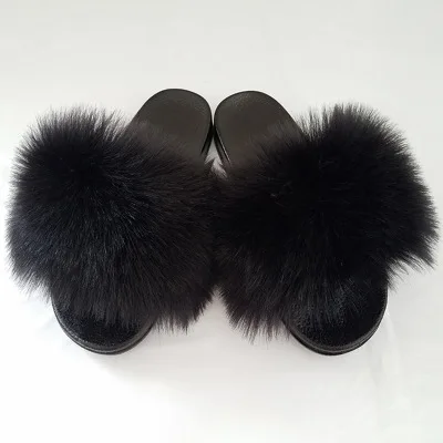 

Fvshion Ladies Faux Fur Slippers Sandalias Peludas Furry Selipar Women Sandals Fuzzy Open Toe Platform Shoes Fluffy Slippers, Picture