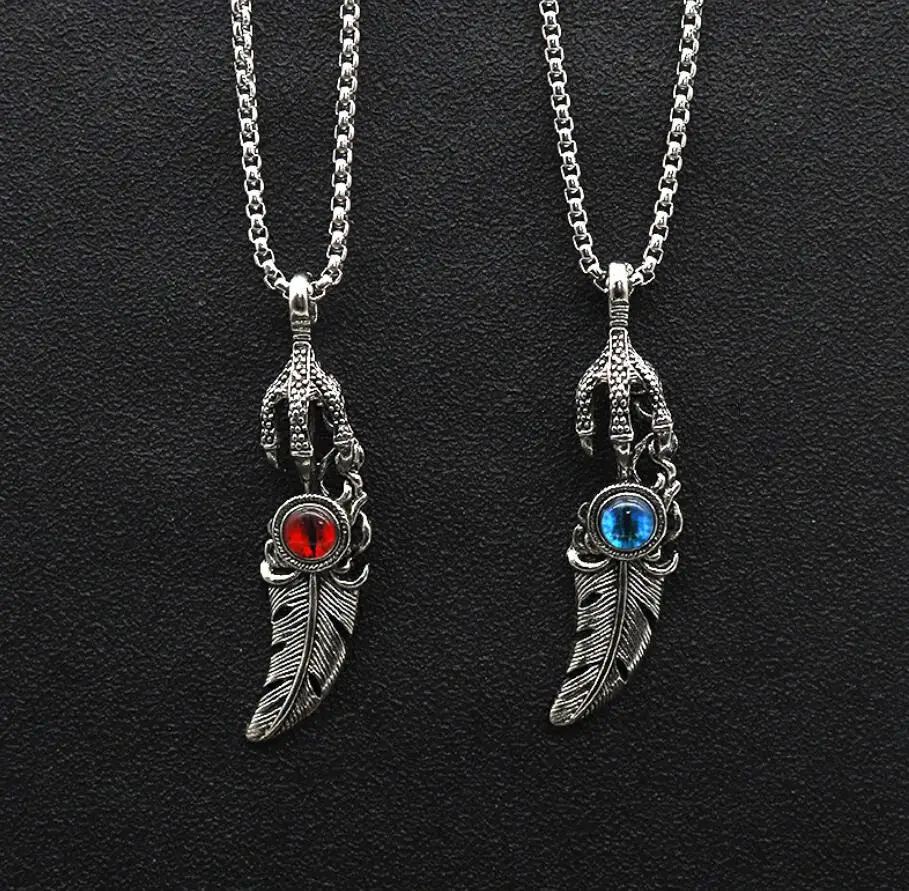 

Domineering Gothic Stainless Steel Feather Pendant Necklace Fashion Demon Eye Necklace for Men Women Spiritual Party Jewelry, 8 color