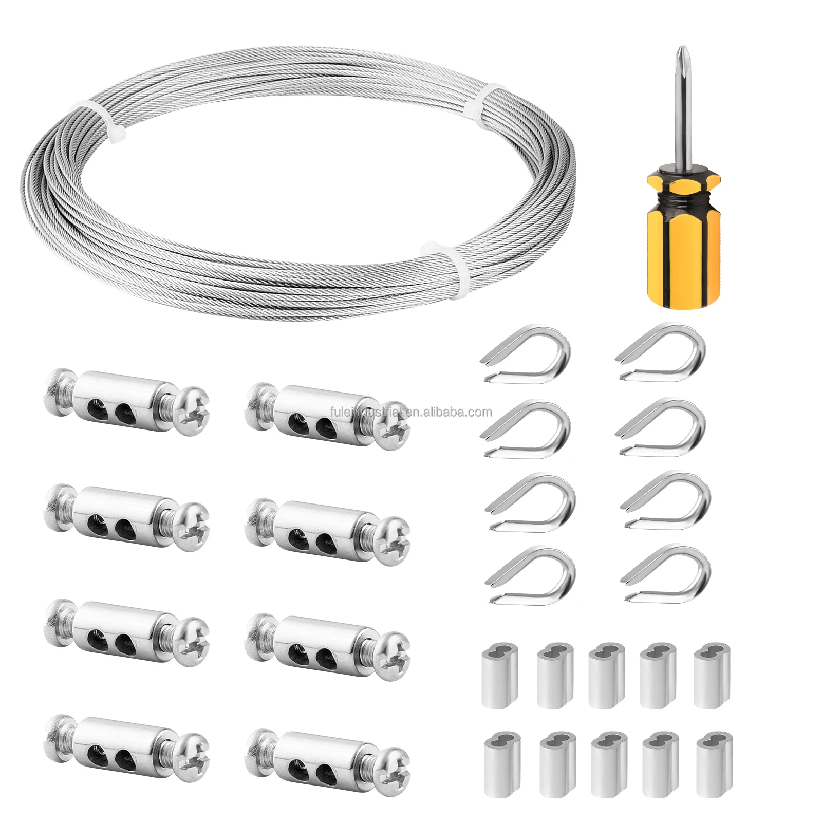 

Garden Wire Rope kits with Cable Thimbles/ Crimping Sleeves/Wire Rope Clips 304 Stainless Steel Wire Cable Sets