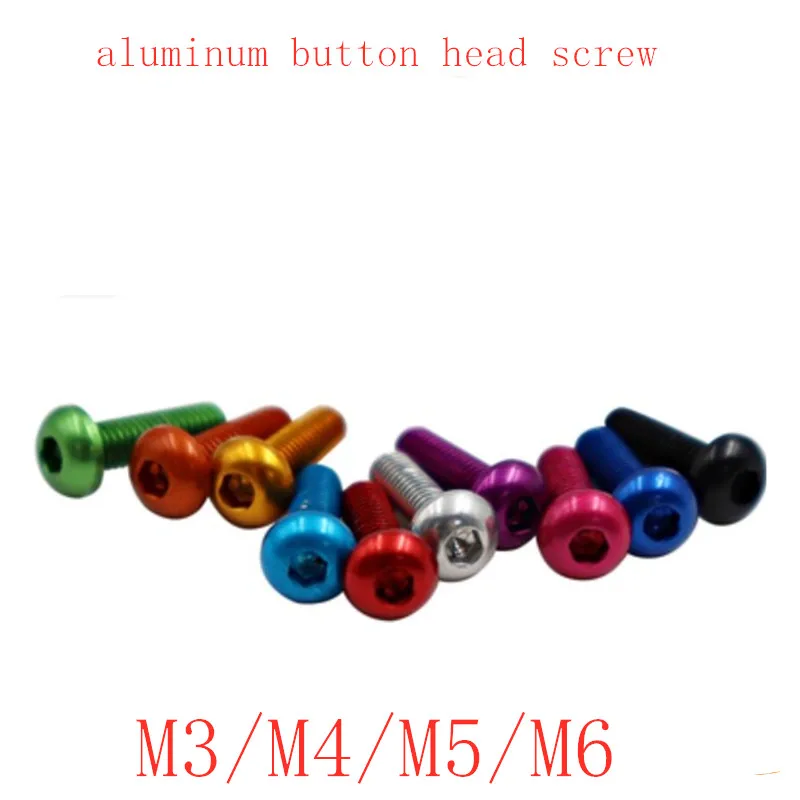 

20pcs/bag iso7380 M3 M4 M5 M6*5/6/8/10/12/14/16/20 6063 colourful Aluminum hex socket button head screw