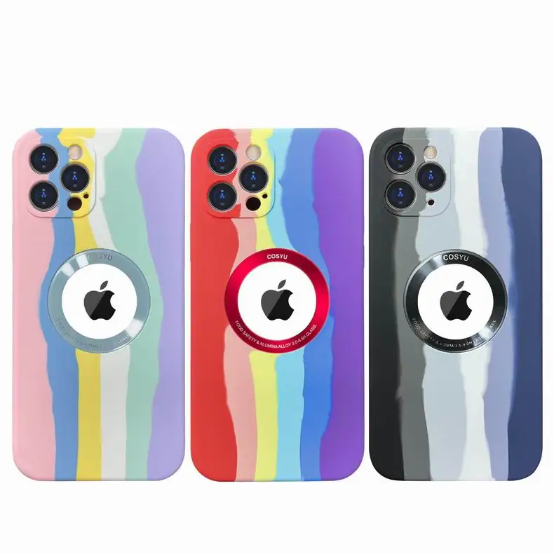 

2021 wholesale customization shockproof liquid silicone case rainbow color silicone case with new logo for iphon12 11 XR case, 3 colors