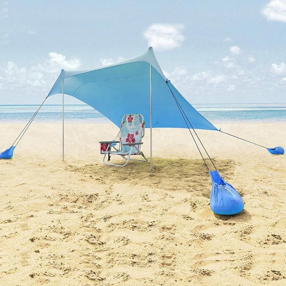 

Family Beach Sunshade Sun Shade Canopy Tent with 4 Sandbag Anchors Pop-Up Beach Sunshade Tent, Blue, red, green
