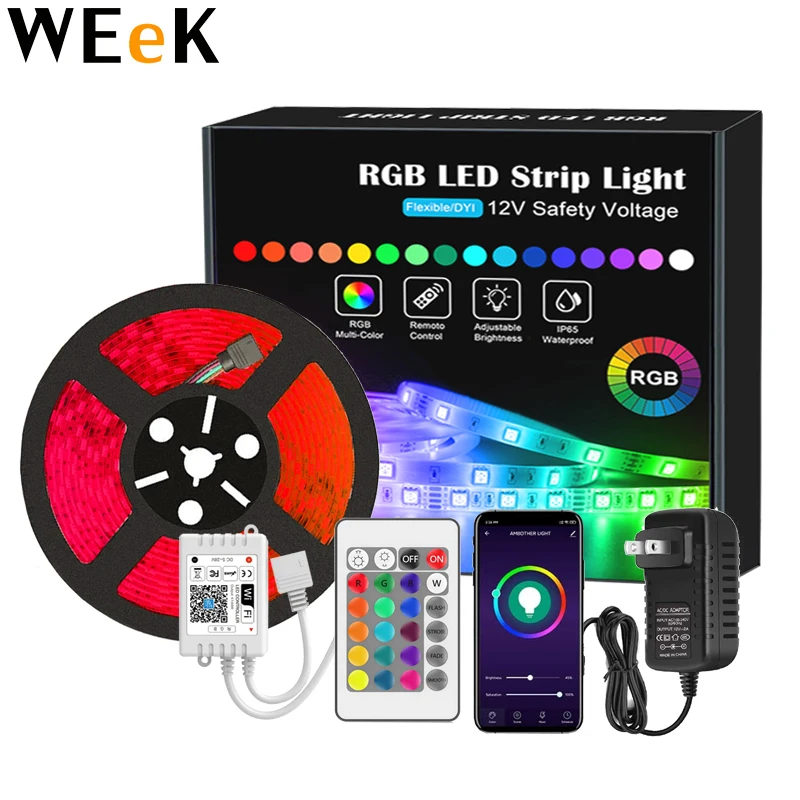 Hot Sale LED Kit Music Sync Voice Control Google Home Alexa Tuya 5M Smart WIFI 5050 RGB LED Strip Lights