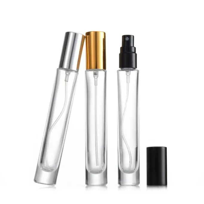 

Mini Travel Size Empty refillable Cylinder 10ml thick glass perfume botte with fine mist sprayer