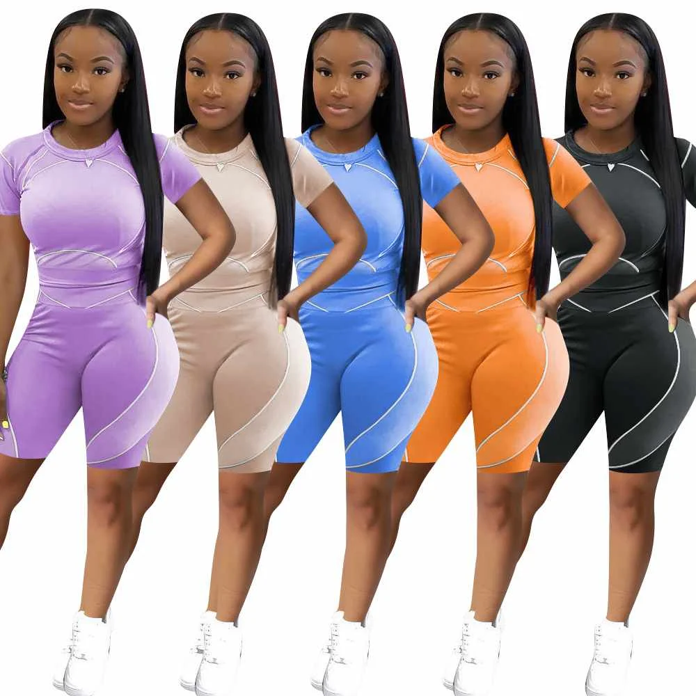 

Summer sports suit fit breathable short-sleeved shorts two-piece fitness clothes women, Picture