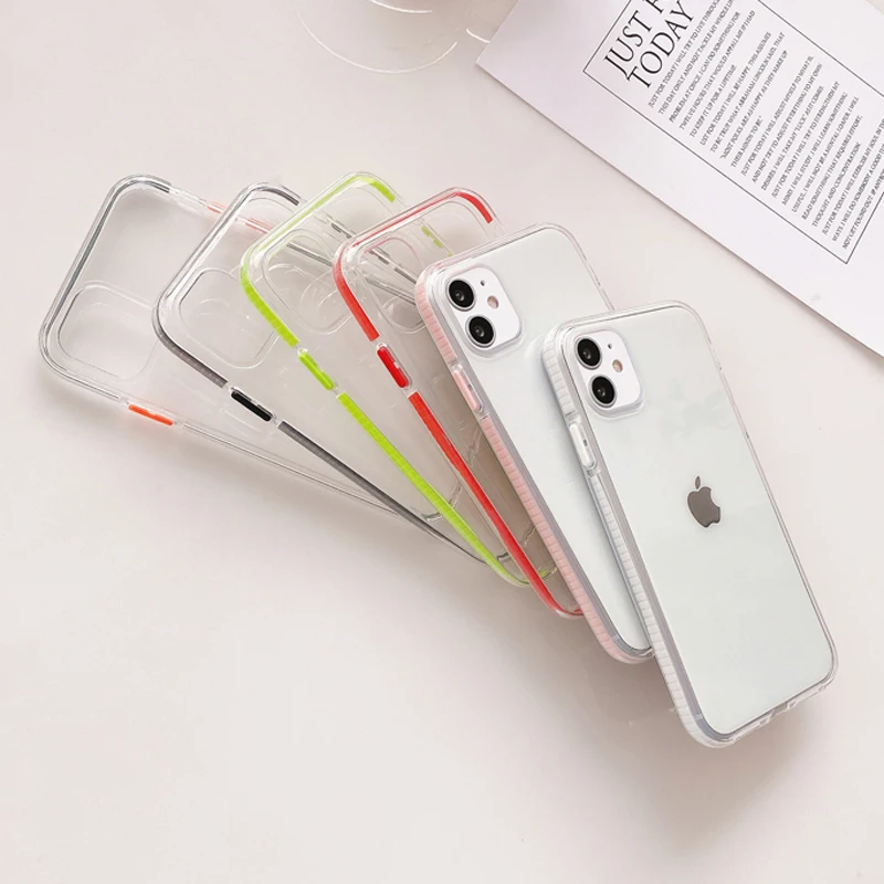 

Colorful Shockproof Bumper Soft TPU Phone Case For iPhone 13 12 Pro Max Two -Color High Clear Back Cover Case, Mix