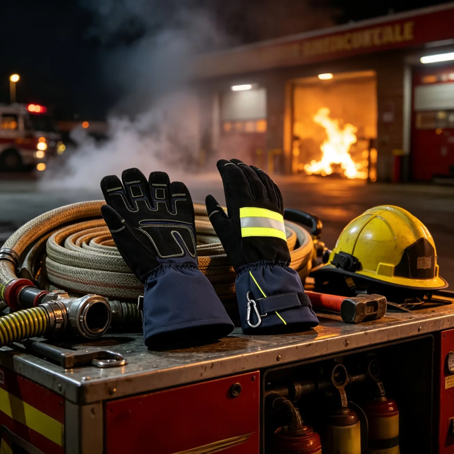 Fire Fighting Gloves, Flame Retardant, High Visibility Reflective, Waterproof & Moisture Permeable
