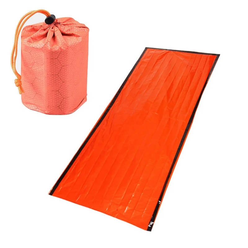 

AJOTEPT Simple Cold Disaster Relief Emergency PE Aluminum Film First Aid Warm Sleeping Bag With Storage Bag, Orange/green