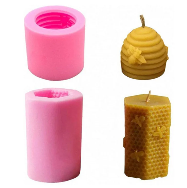 

11876 3D Bee Honeycomb Candle Molds Beehive Silicone Mold for Homemade Beeswax Candle Soap Hand Lotion Bars Crayon Wax Making