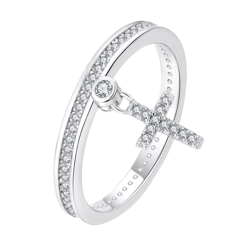 

Wholesale fashion jewelry sterling 925 silver cubic zircon cross ring rengas designer jewelry famous brands rings jewelry women