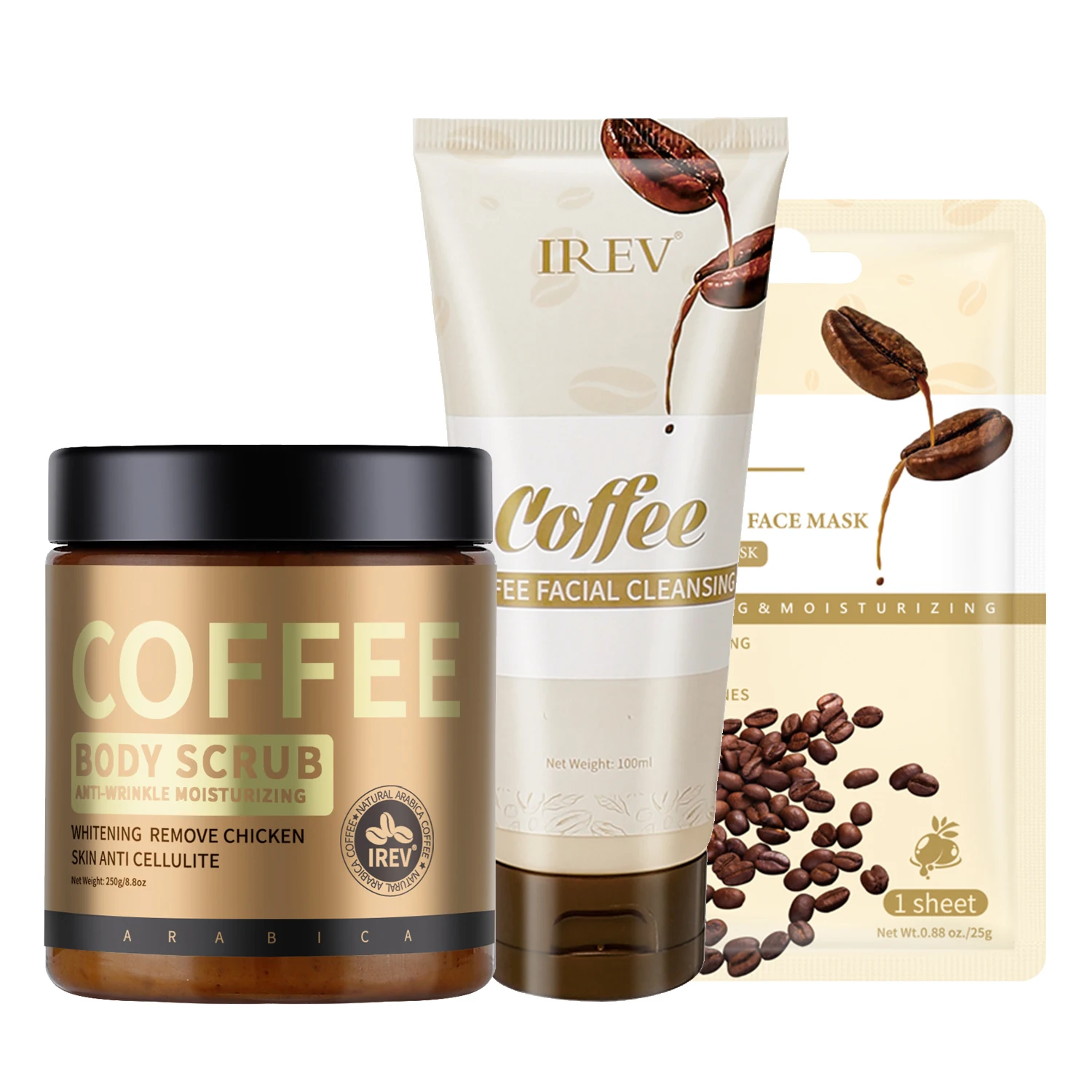 

Private Label Whitening OEM SkinCare Organic moisturizing coffee Face mask body scrub skin care set coffee Facial cleanser