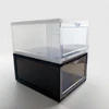 Assembleable drop front shoe box clear plastic shoes box
